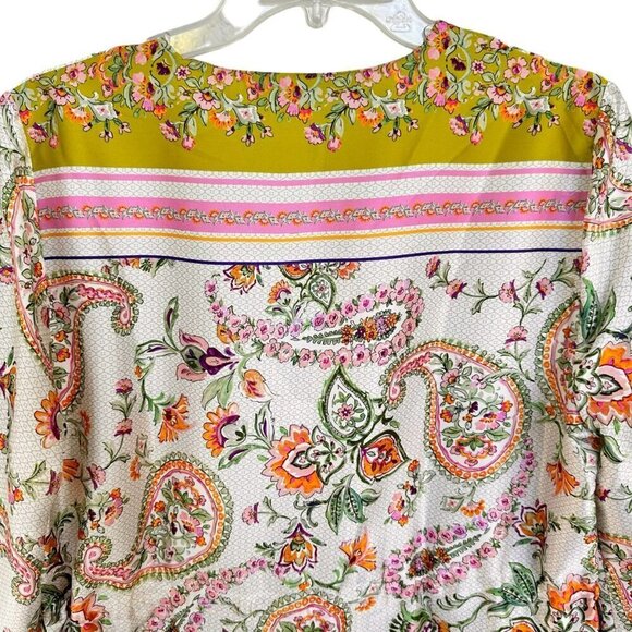 2/$30 Zara Woman Multi-Colour Printed Paisley Top Blouse Size Large - Picture 10 of 14